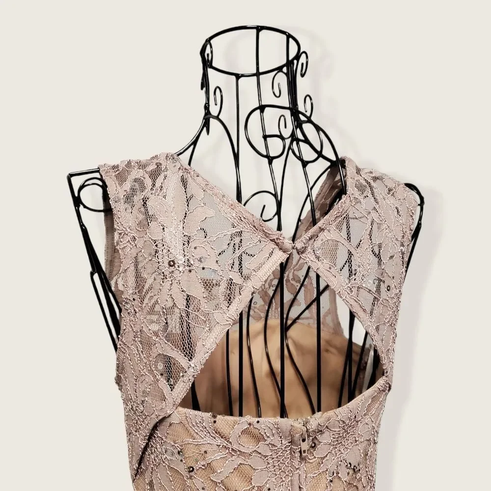 Sequins Lace Cutout Sleeveless Dress - Picture 3 of 9